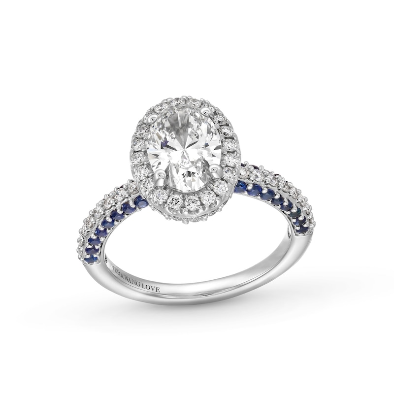 TRUE Lab-Grown Diamonds by Vera Wang Love 1.95 CT. T.W. Engagement Ring with Blue Sapphires in 14K White Gold (F/VS2)