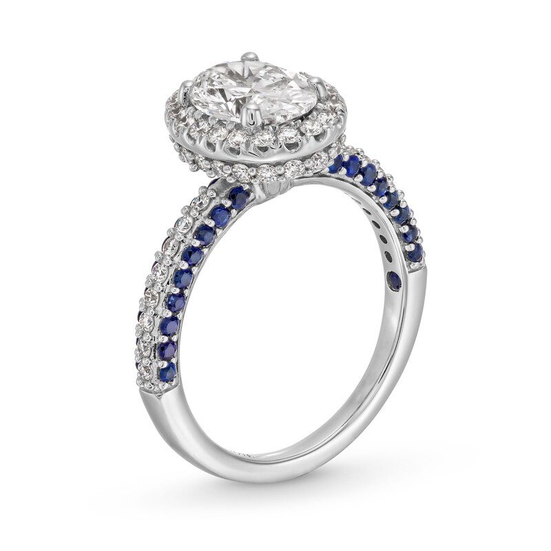 TRUE Lab-Grown Diamonds by Vera Wang Love 1.95 CT. T.W. Engagement Ring with Blue Sapphires in 14K White Gold (F/VS2)