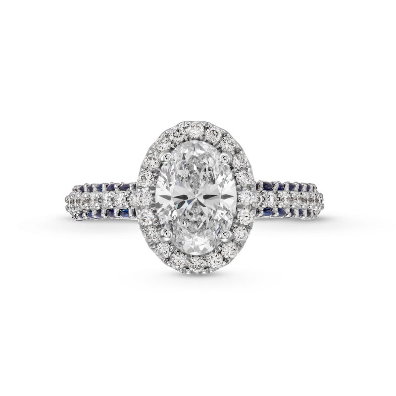 TRUE Lab-Grown Diamonds by Vera Wang Love 1.95 CT. T.W. Engagement Ring with Blue Sapphires in 14K White Gold (F/VS2)