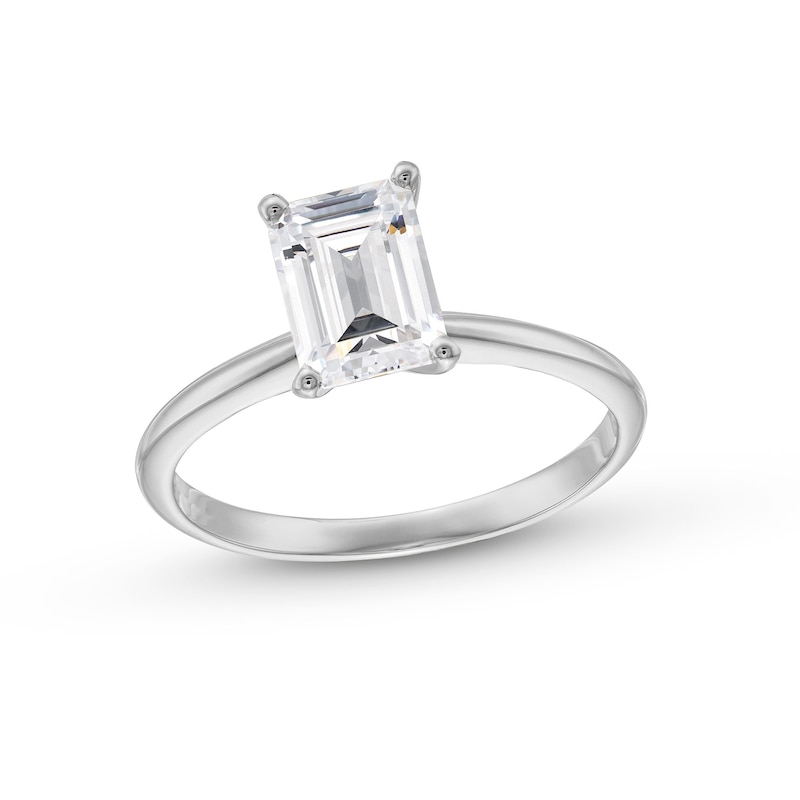 1.50 CT. Emerald-Cut Certified Lab-Created Diamond Solitaire Engagement Ring in 14K White Gold (F/VS2)