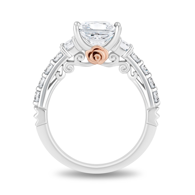 Main Image 3 of Enchanted Star Belle 2.75 CT. T.W. Princess-Cut Certified Lab-Grown Diamond Engagement Ring in 14K Two-Tone Gold