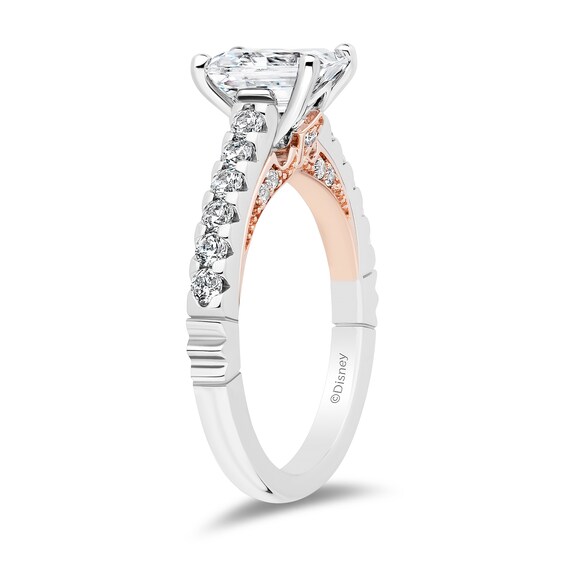 Enchanted Star Aurora 2.00 CT. T.W. Emerald-Cut Certified Lab-Created Diamond Engagement Ring in 14K Two-Tone Gold