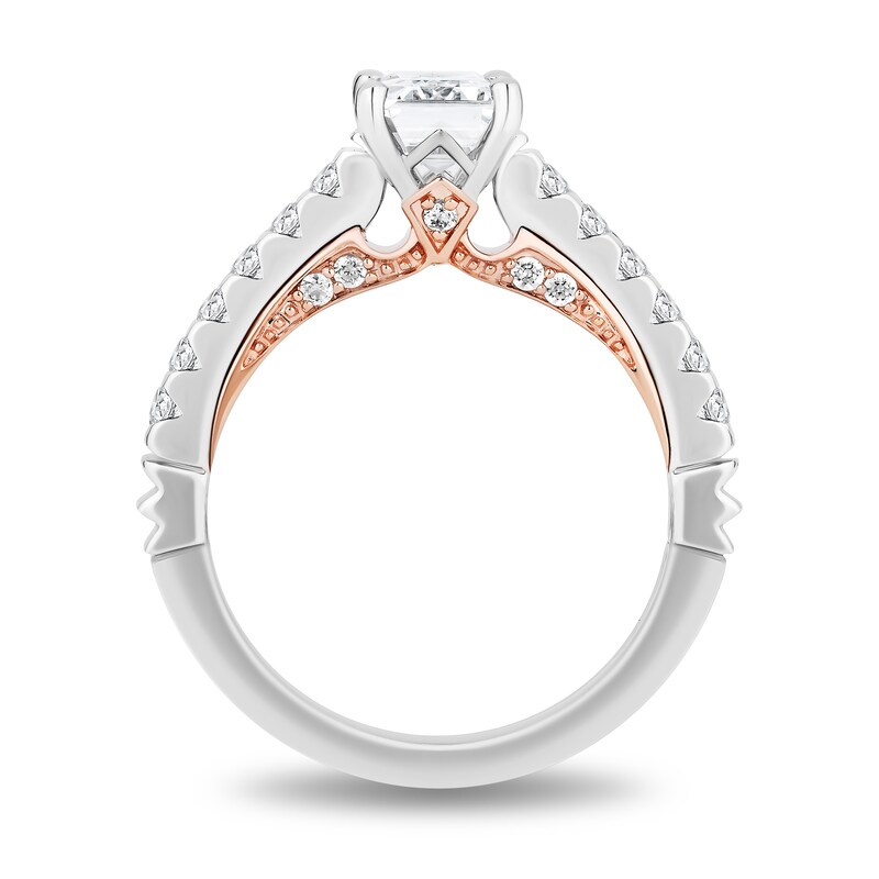 Main Image 3 of Enchanted Star Aurora 2.00 CT. T.W. Emerald-Cut Certified Lab-Grown Diamond Engagement Ring in 14K Two-Tone Gold