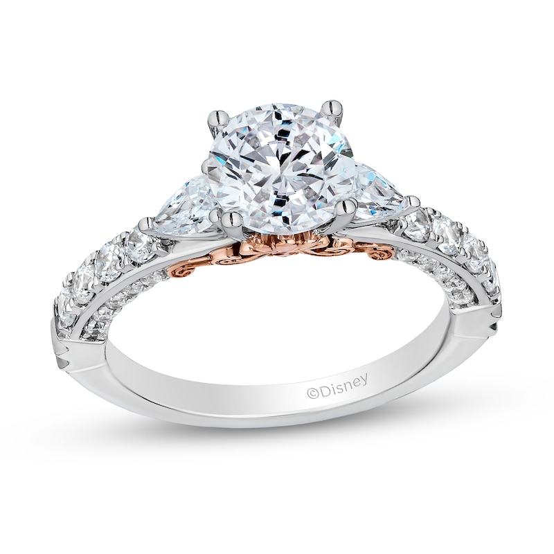 Main Image 1 of Enchanted Star Ariel 2.40 CT. T.W. Pear and Round Certified Lab-Grown Diamond Engagement Ring in 14K White Gold