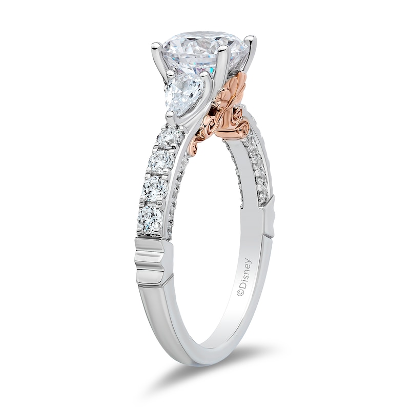 Main Image 2 of Enchanted Star Ariel 2.40 CT. T.W. Pear and Round Certified Lab-Grown Diamond Engagement Ring in 14K White Gold