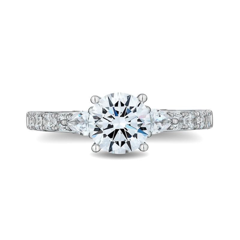 Main Image 4 of Enchanted Star Ariel 2.40 CT. T.W. Pear and Round Certified Lab-Grown Diamond Engagement Ring in 14K White Gold