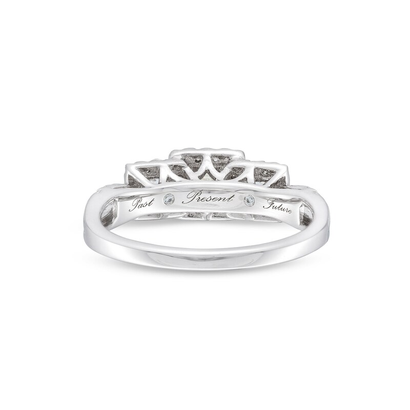 0.50 CT. T.W. Princess-Cut Diamond Frame Split Shank Past Present Future® Engagement Ring in 10K White Gold