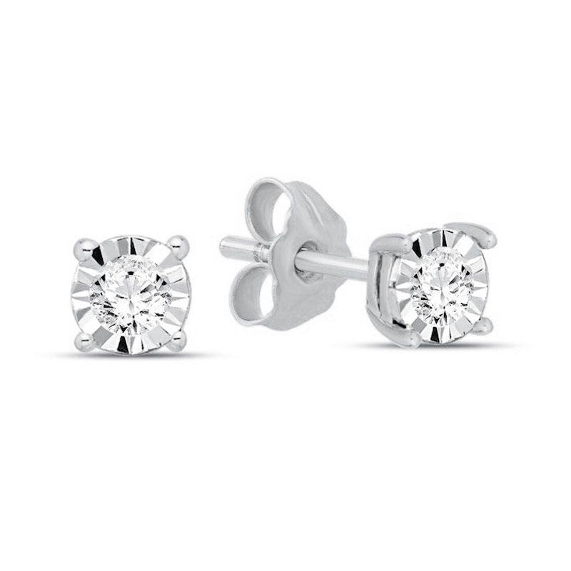Main Image 1 of 0.30 CT. T.W. Diamond Miracle Frame Solitaire Stud Earrings in Sterling Silver (J/I3)