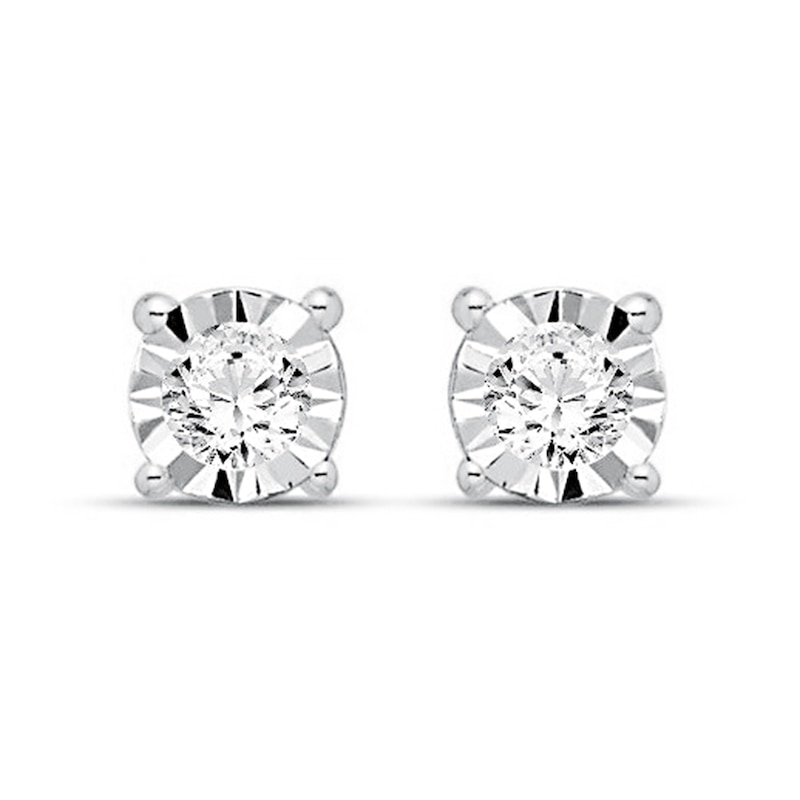 Main Image 2 of 0.30 CT. T.W. Diamond Miracle Frame Solitaire Stud Earrings in Sterling Silver (J/I3)