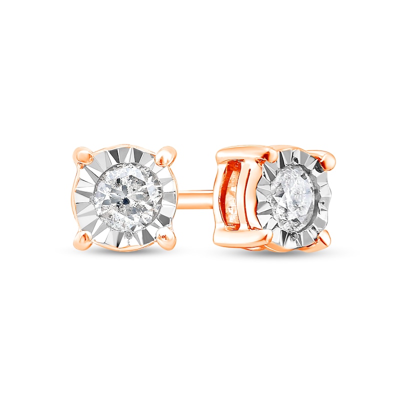 0.38 CT. T.W. Diamond Miracle Frame Solitaire Stud Earrings in 10K Rose Gold (J/I3)