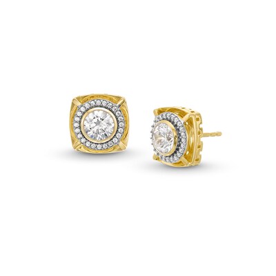 1.70 CT. T.W. Certified Lab-Created Diamond Cushion-Shaped Stud Earrings in 10K Gold (F/SI2)