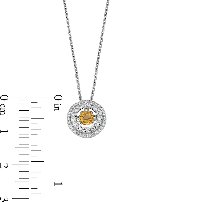 Main Image 3 of Unstoppable Love™ 4.5mm Citrine and White Lab-Created Sapphire Double Open Frame Pendant in Sterling Silver