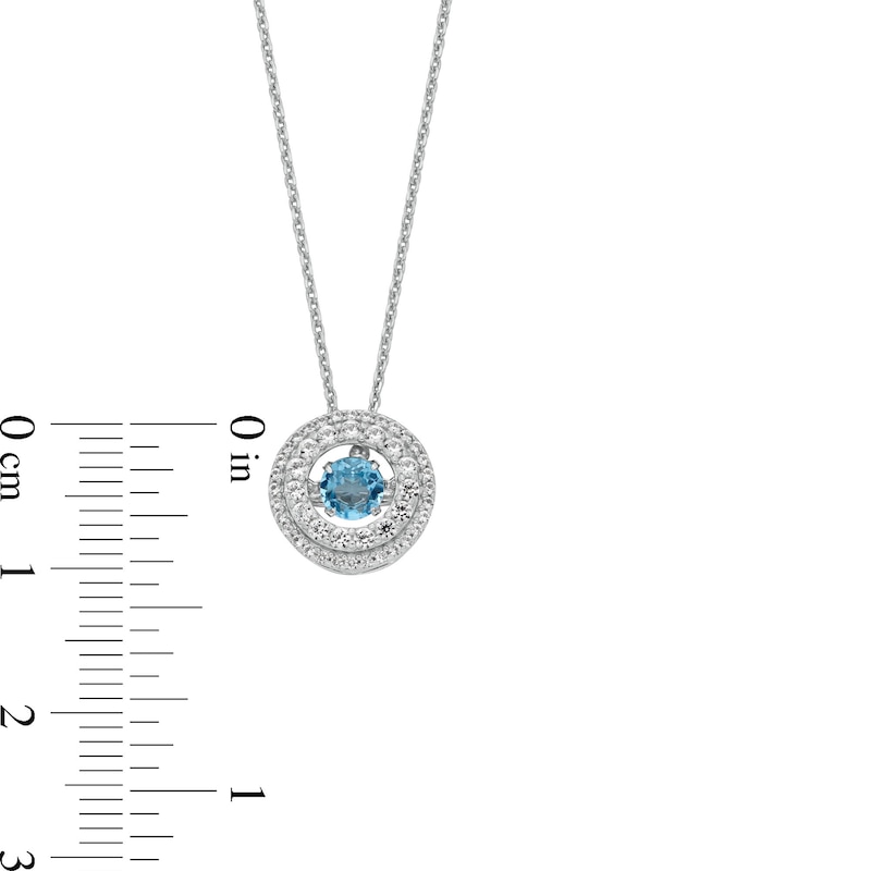 Main Image 3 of Unstoppable Love™ 4.5mm Swiss Blue Topaz and White Lab-Created Sapphire Double Open Frame Pendant in Sterling Silver