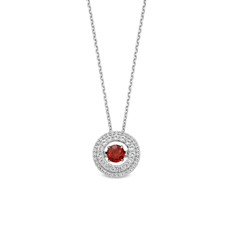 Main Image 1 of Unstoppable Love™ 4.5mm Garnet and White Lab-Created Sapphire Double Open Frame Pendant in Sterling Silver