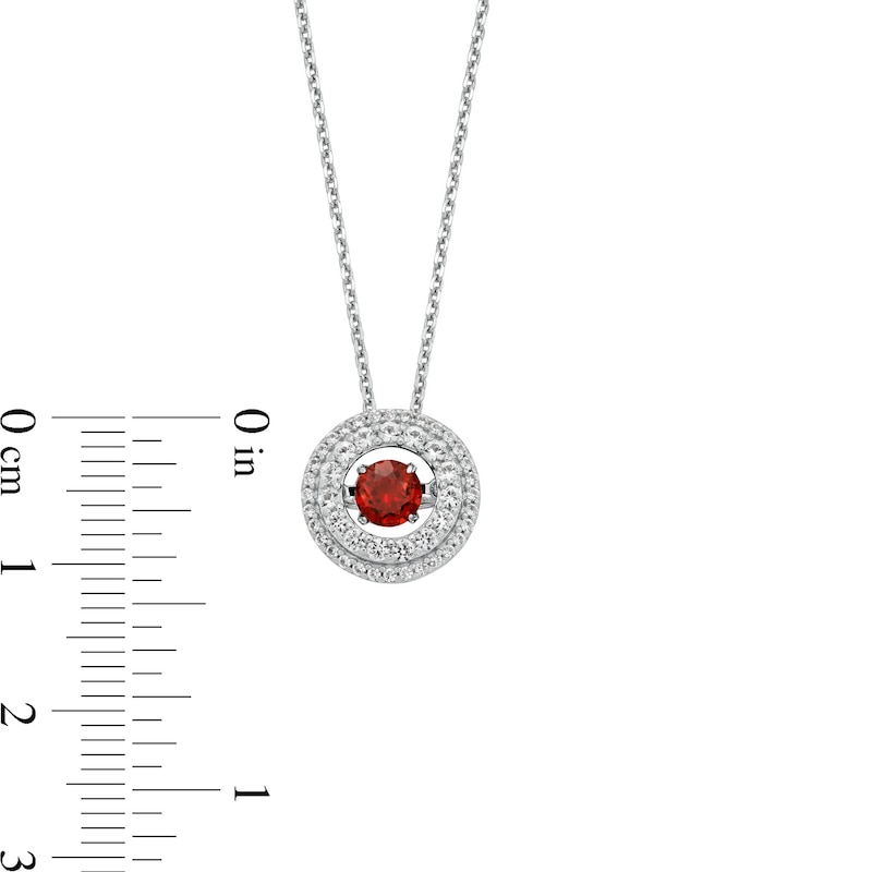 Main Image 3 of Unstoppable Love™ 4.5mm Garnet and White Lab-Created Sapphire Double Open Frame Pendant in Sterling Silver