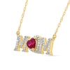 Thumbnail Image 2 of 5.0mm Heart-Shaped Lab-Created Ruby and 0.10 CT. T.W. Diamond &quot;MOM&quot; Necklace in 10K Gold