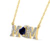 Thumbnail Image 2 of 5.0mm Heart-Shaped Blue Lab-Created Sapphire and 0.10 CT. T.W. Diamond "MOM" Necklace in 10K Gold
