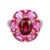 Oval Lab-Created Ruby and Pink Lab-Created Sapphire Flower Ring in 10K Gold