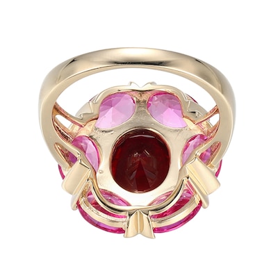 Oval Lab-Created Ruby and Pink Lab-Created Sapphire Flower Ring in 10K Gold