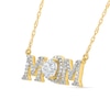 Thumbnail Image 2 of 5.0mm Heart-Shaped White Lab-Created Sapphire and 0.10 CT. T.W. Diamond "MOM" Necklace in 10K Gold