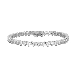 4.0mm Heart-Shaped White Lab-Created Sapphire Tennis Bracelet in Sterling Silver - 7.25"