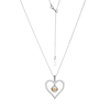 Thumbnail Image 1 of 6.5-7.0mm Freshwater Cultured Pearl and White Lab-Created Sapphire "MOM" Heart Pendant in Sterling Silver and 10K Gold
