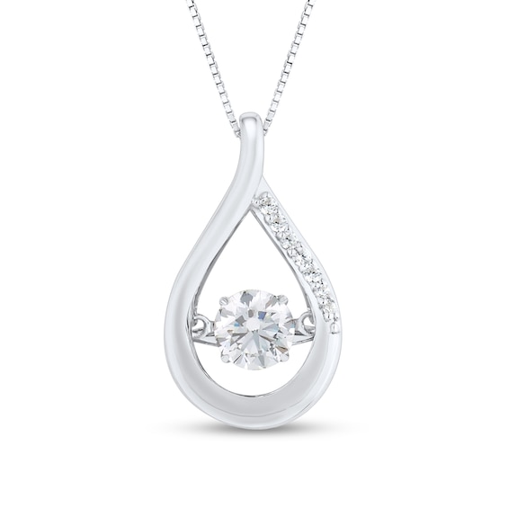 Unstoppable Love™ 4.5mm White Lab-Created Sapphire Teardrop Pendant in Sterling Silver
