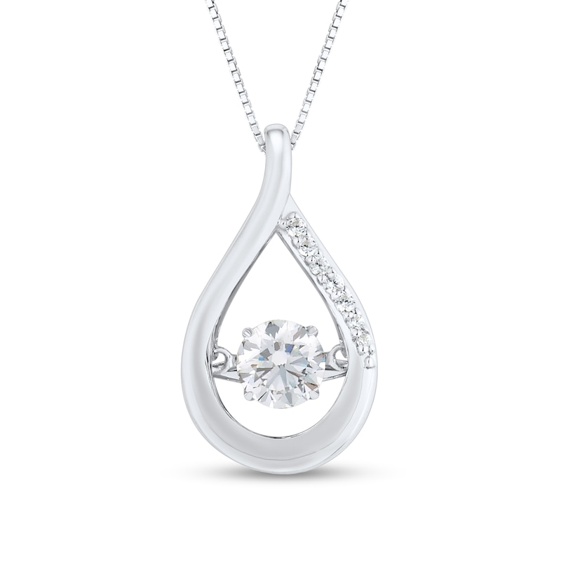 Unstoppable Love™ 4.5mm White Lab-Created Sapphire Teardrop Pendant in Sterling Silver