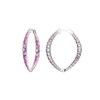 Thumbnail Image 1 of Pink and White Lab-Created Sapphire Graduated Ombré Inside-Out Huggie Hoop Earrings in Sterling Silver