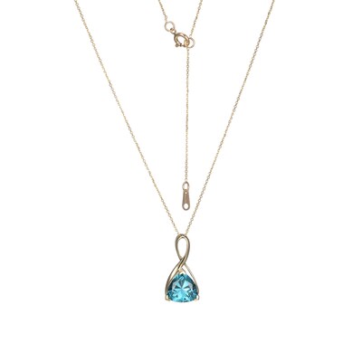 10.0mm Trillion-Cut London Blue Topaz Solitaire Infinity Loop Pendant in 10K Gold