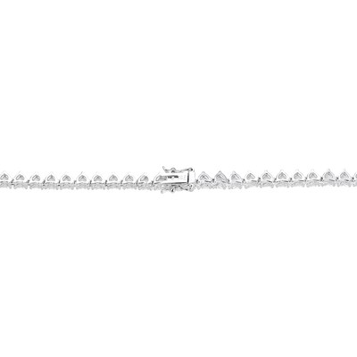 Heart-Shaped White Lab-Created Sapphire Alternating Tennis Necklace in Sterling Silver