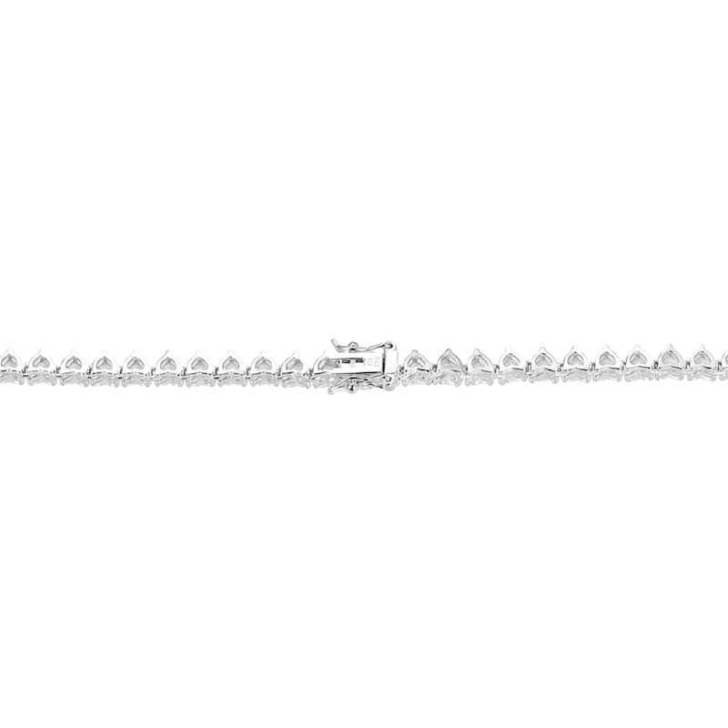 Main Image 2 of Heart-Shaped White Lab-Created Sapphire Alternating Tennis Necklace in Sterling Silver