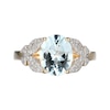 Thumbnail Image 1 of Oval Aquamarine and 0.20 CT. T.W. Diamond Butterfly-Sides Ring in 14K Gold - Size 7