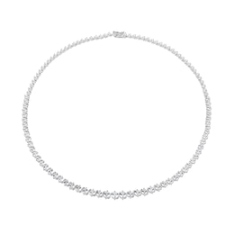 White Lab-Created Sapphire Graduated Tennis Necklace in Sterling Silver