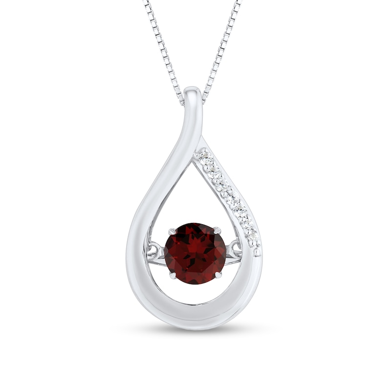 Main Image 1 of Unstoppable Love™ 4.5mm Garnet and White Lab-Created Sapphire Teardrop Pendant in Sterling Silver