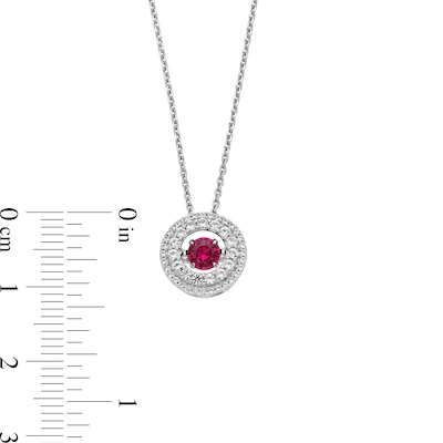 Unstoppable Love™ 4.5mm Lab-Created Ruby and White Lab-Created Sapphire Double Open Frame Pendant in Sterling Silver