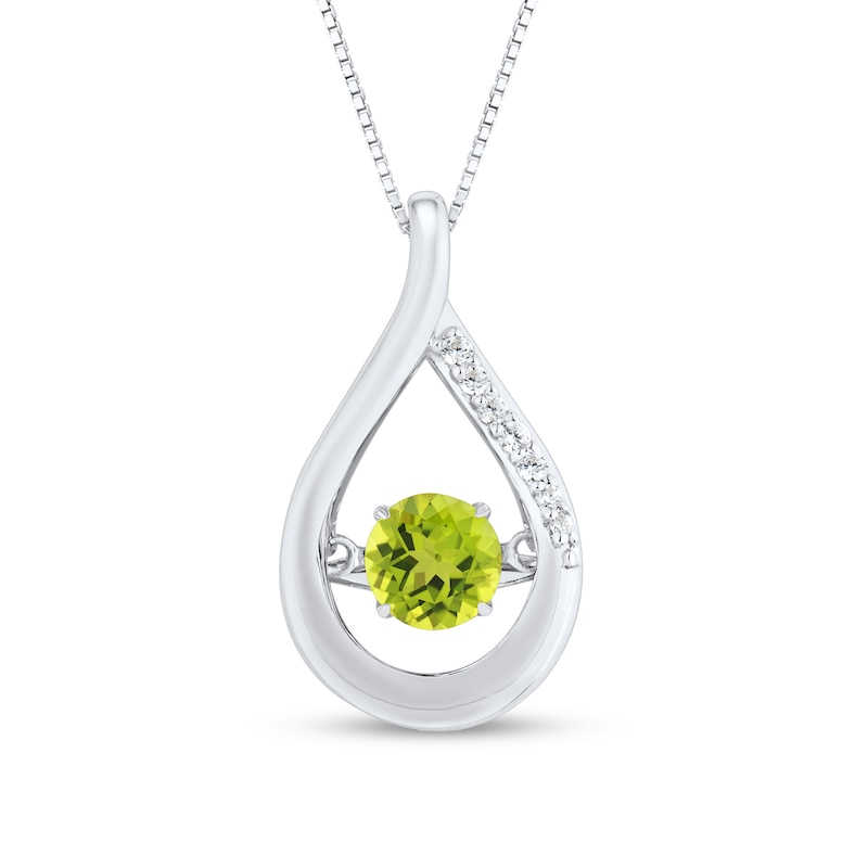 Main Image 1 of Unstoppable Love™ 4.5mm Peridot and White Lab-Created Sapphire Teardrop Pendant in Sterling Silver