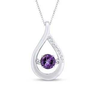 Unstoppable Love™ 4.5mm Amethyst and White Lab-Created Sapphire Teardrop Pendant in Sterling Silver