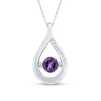 Unstoppable Love™ 4.5mm Amethyst and White Lab-Created Sapphire Teardrop Pendant in Sterling Silver