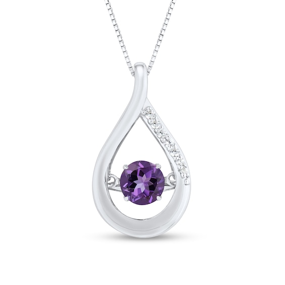 Unstoppable Love™ 4.5mm Amethyst and White Lab-Created Sapphire Teardrop Pendant in Sterling Silver