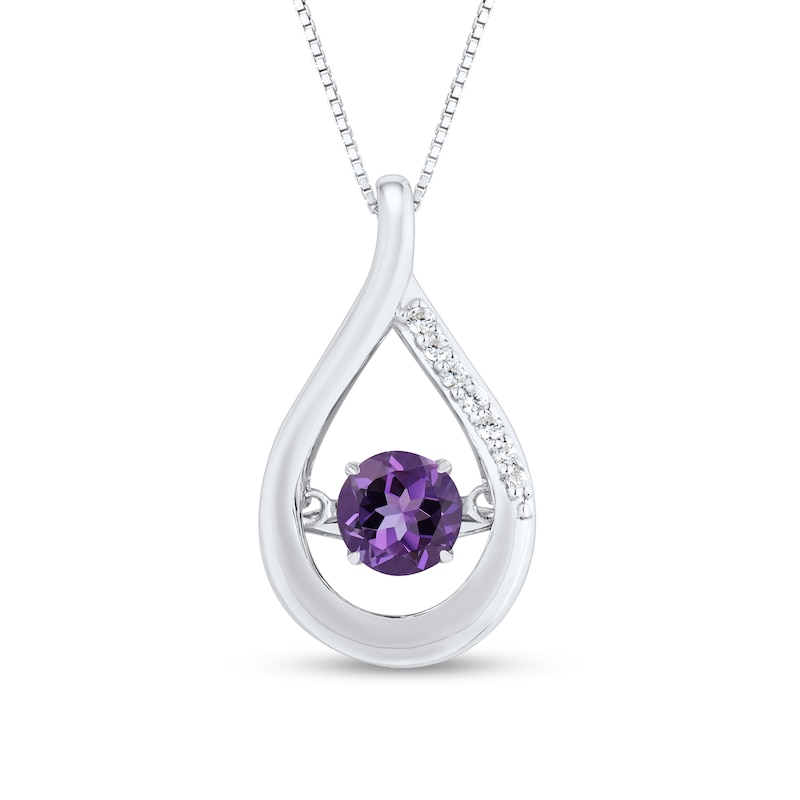 Main Image 1 of Unstoppable Love™ 4.5mm Amethyst and White Lab-Created Sapphire Teardrop Pendant in Sterling Silver