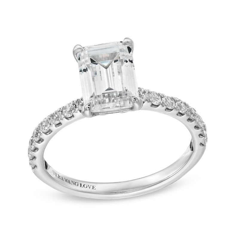 Main Image 1 of Vera Wang Love Collection 2.23 CT. T.W. Emerald-Cut Certified Lab-Grown Diamond Engagement Ring in 14K White Gold