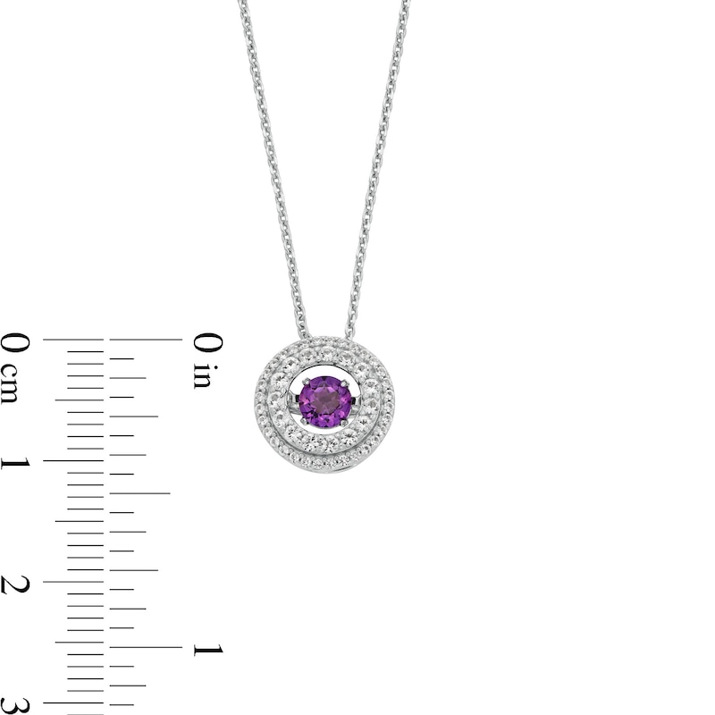 Main Image 3 of Unstoppable Love™ 4.5mm Amethyst and White Lab-Created Sapphire Double Open Frame Pendant in Sterling Silver
