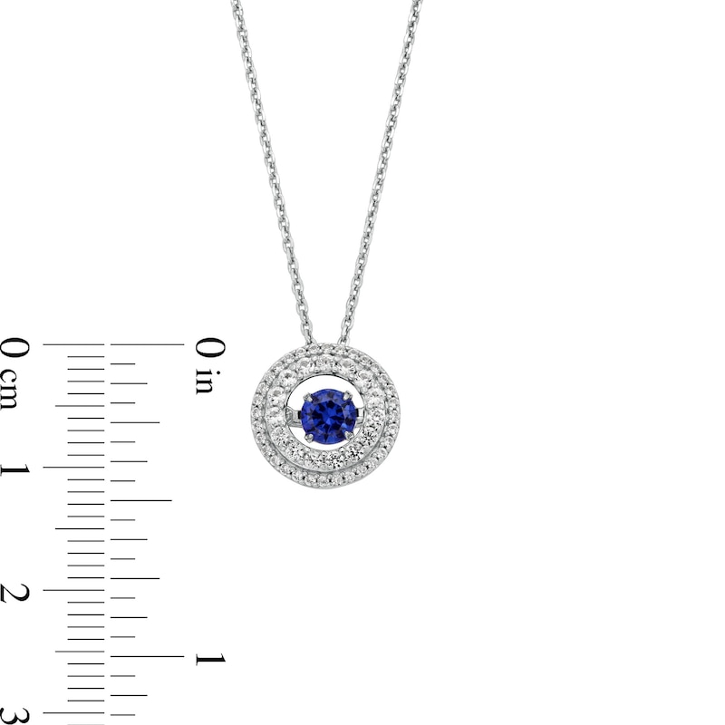Main Image 3 of Unstoppable Love™ 4.5mm Blue and White Lab-Created Sapphire Double Open Frame Pendant in Sterling Silver