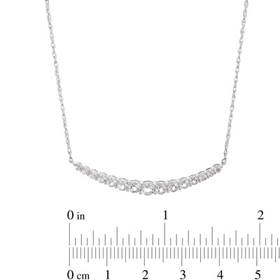 White Lab-Created Sapphire Graduated Curved Bar Necklace in Sterling Silver