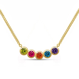 Bezel-Set Birthstone Necklace (1-7 Stones)