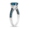 Thumbnail Image 2 of Enchanted Disney Cinderella Oval London Blue Topaz and 0.115 CT. T.W. Diamond Collar Engagement Ring in 14K White Gold