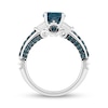 Thumbnail Image 3 of Enchanted Disney Cinderella Oval London Blue Topaz and 0.115 CT. T.W. Diamond Collar Engagement Ring in 14K White Gold