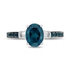 Thumbnail Image 4 of Enchanted Disney Cinderella Oval London Blue Topaz and 0.115 CT. T.W. Diamond Collar Engagement Ring in 14K White Gold