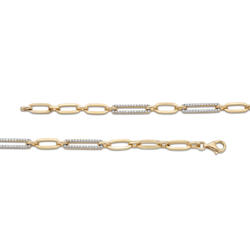Main Image 3 of 0.45 CT. T.W. Diamond Paper Clip Chain Bracelet in 14K Gold - 7.5"
